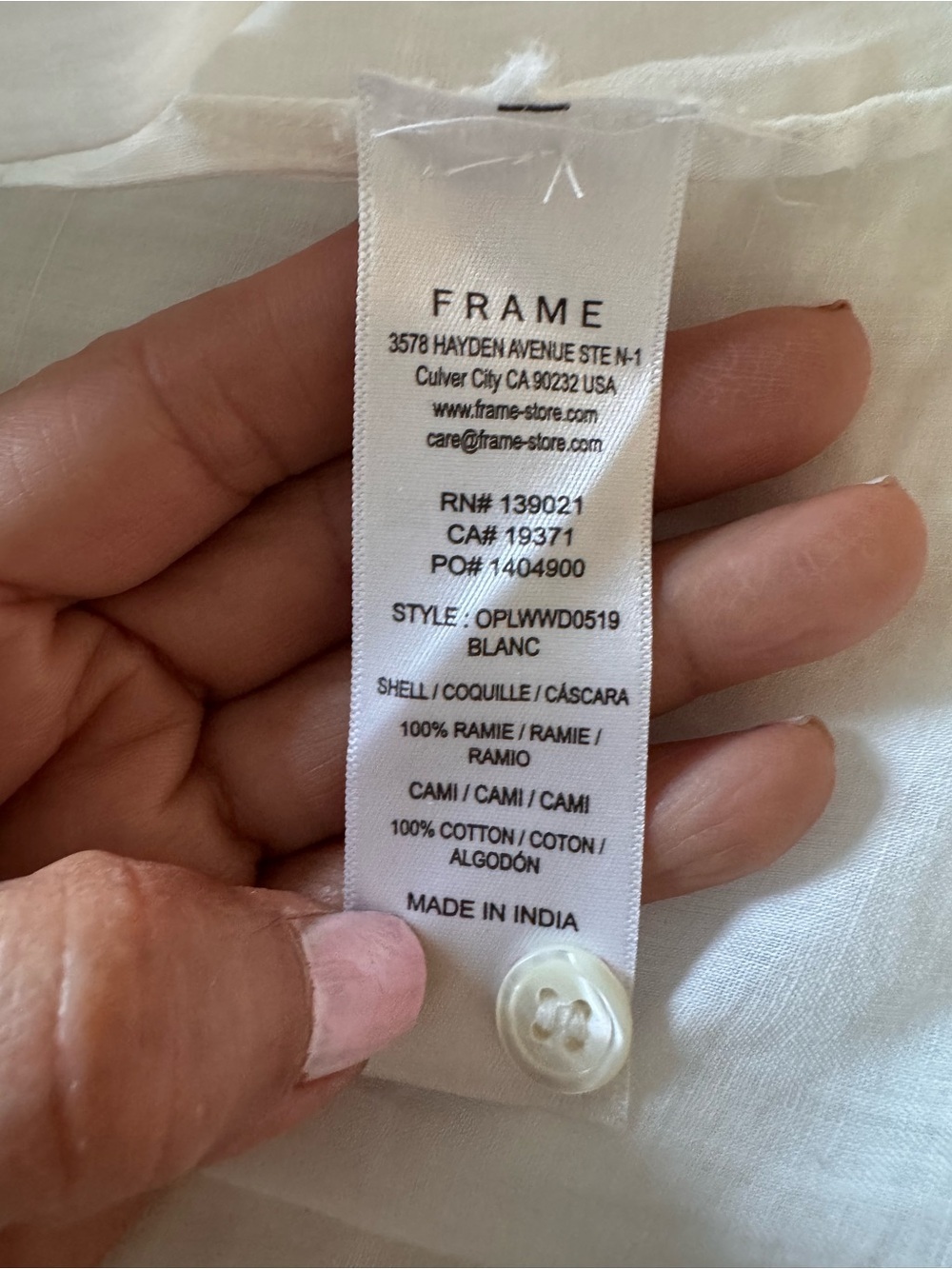 New - Frame Denim white Ruffle-Trim Tie-Waist Mini Dress with removable slip - Picture 6 of 9
